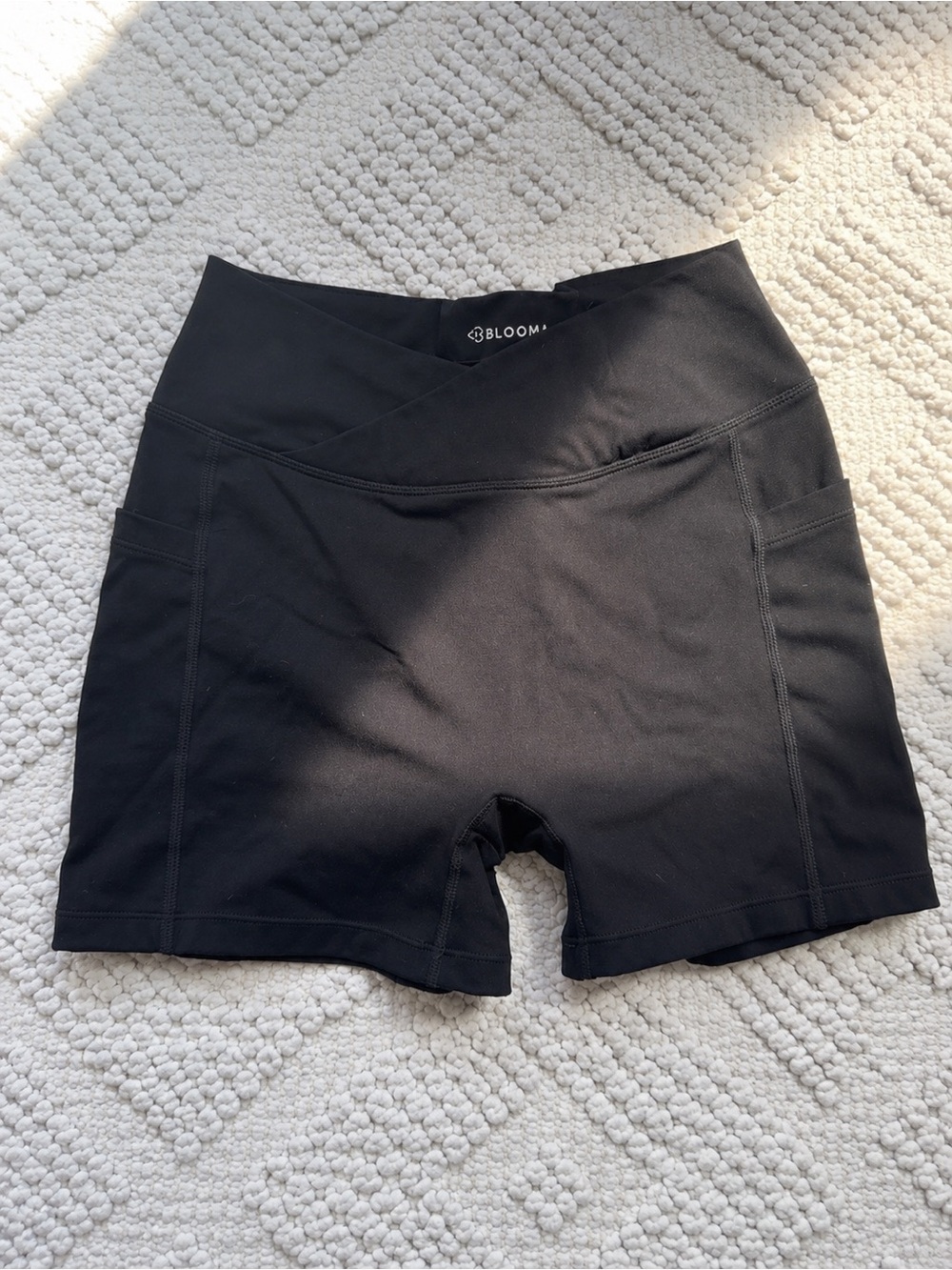 bloom Black Crossover Waist Bike Shorts